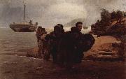 Ilya Repin Barge Haulers wading oil on canvas